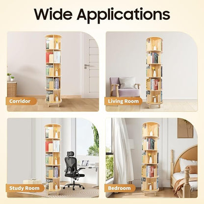 Rotating Bookshelf, Revolving Bookcase, Stackable Bookshelf Organizer, Swivel - Image 8