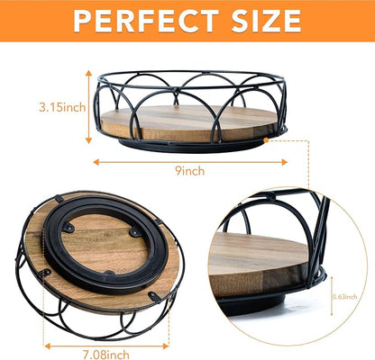 Acacia Wood 9" Lazy Susan Turntable Organizer - Image 2