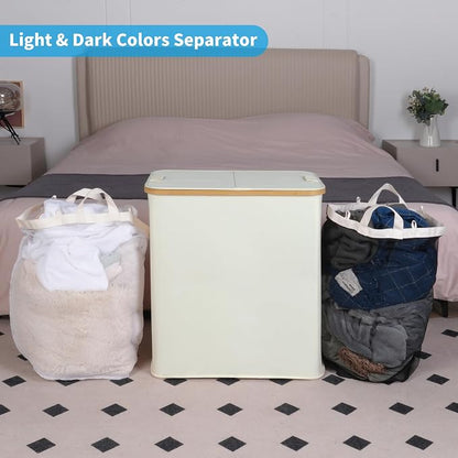 efluky Laundry Hamper with Lid, Double Laundry Hamper with 2 Removable Bags - Image 6