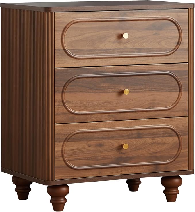3 Drawer Fluted Dresser for Bedroom Set of 2, Mid Century Modern Chest of - Image 9