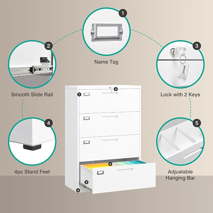 4 Drawer Lateral File Cabinet - Image 5