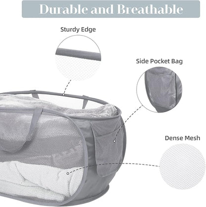 4 Pack Durable Collapsible Laundry Baskets, Mesh Foldable Laundry Basket - Image 4