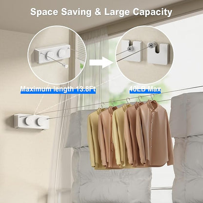 MUSTORN Retractable Twin Clothesline Indoor, Non-Sagging Outdoor Clothes Line - Image 2