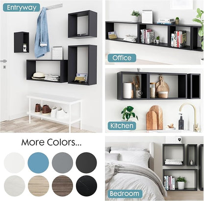 Wall Mount Shelf Set of 4, Floating Cube Shelves - Image 5