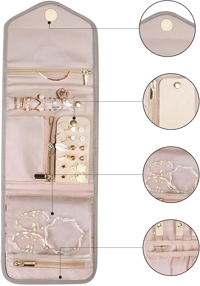 BAGSMART Travel Jewelry Organizer Case Foldable Jewelry Roll - Image 7