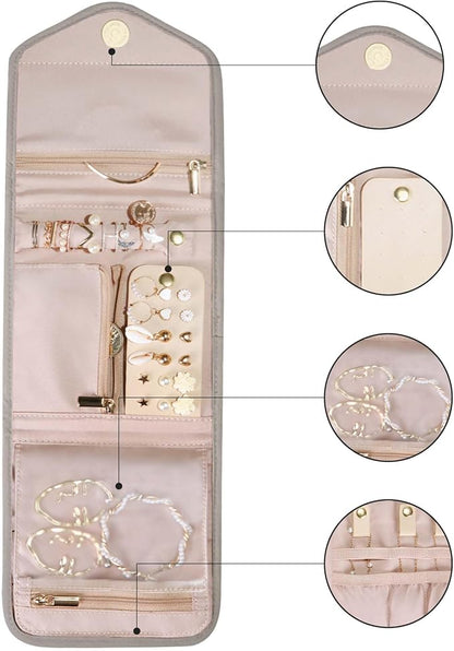 BAGSMART Travel Jewelry Organizer Case Foldable Jewelry Roll - Image 7