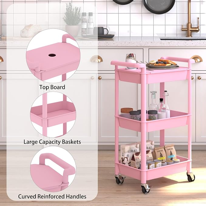 Steehoom 3-Tier Utility Rolling Cart - Image 4