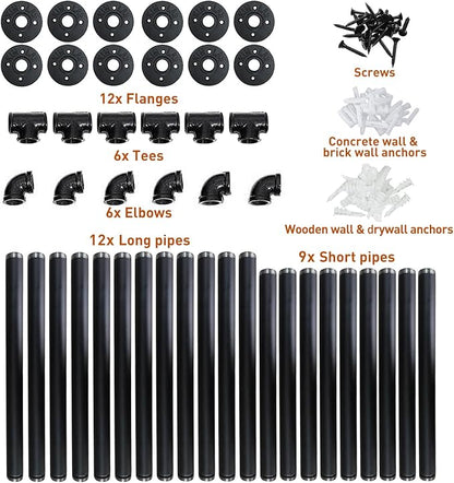 HITOMEN Industrial Iron Pipe Shelves, 3 Set 4-Tier 41.5" Tall 12" Depth - Image 4