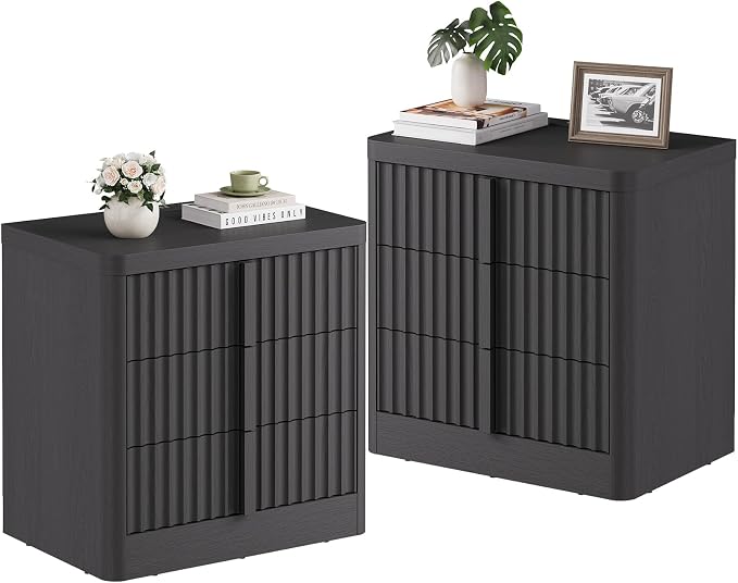 Fluted Nightstand Set of 2 by Harpaq