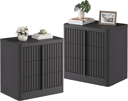 Fluted Nightstand Set of 2 by Harpaq