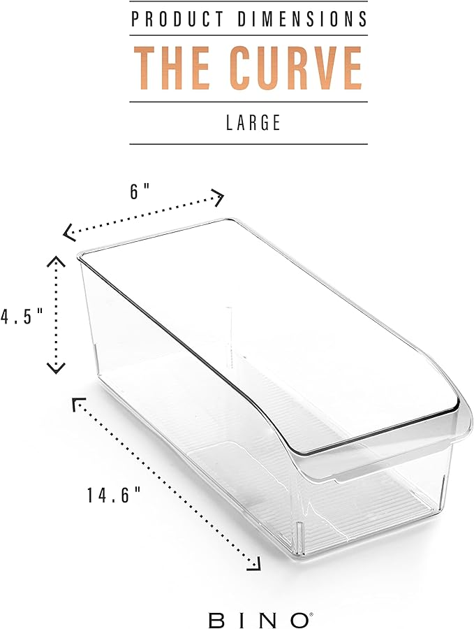 BINO | Plastic Storage Bins, Large | THE CURVE COLLECTION | Multi-Use Fridge / - Image 3