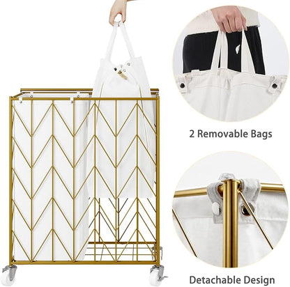 WOWLIVE Laundry Basket with Wheels, Heavy Duty Laundry Hamper with Wood Lid - Image 5