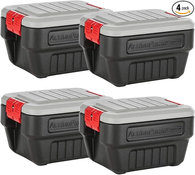 Rubbermaid® ActionPacker® 8 Gal Lockable Storage Box Pack of 4, Industrial by Rubbermaid