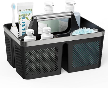 Black Shower Caddy Portable: Plastic Bathroom Caddy Organizer by MakesYourHomeMoreOrganized