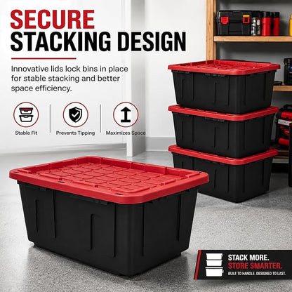27 Gal Industrial Tote, 2 Pack Large Storage Bin, Suitable - Image 4
