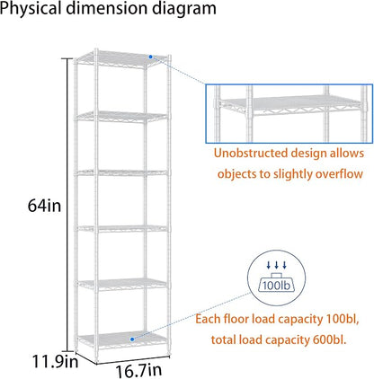 REGILLER 6 Wire Shelving Steel Storage Rack Adjustable Unit Shelves - Image 2