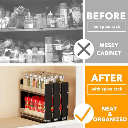 SpaceAid Bamboo Pull Out Spice Rack Organizer - Image 2