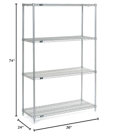 Nexel Economy Wire Shelving Starter Unit, 4 Tier, Nickel Chrome, x 36"L - Image 2