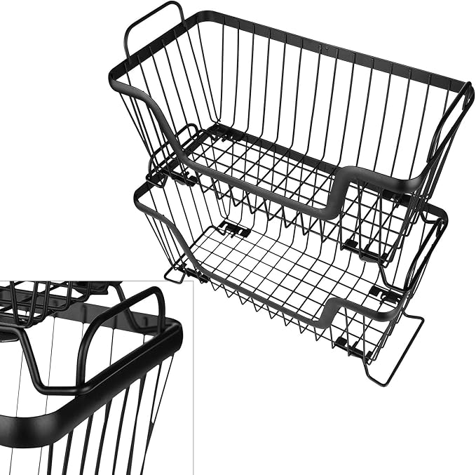 LOTTS Stackable Wire Basket, Metal Pantry Basket, Storage Organizer Bin - Image 4