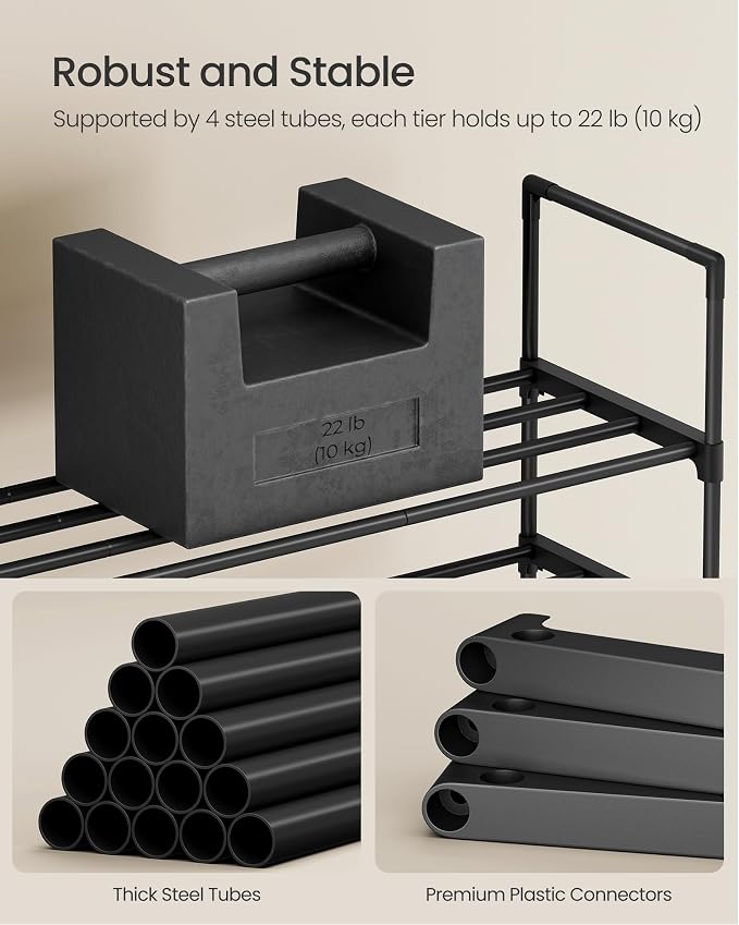 SONGMICS Shoe Rack, 4-Tier Shoe Organizer, Metal Storage Shelf, Upright or - Image 7