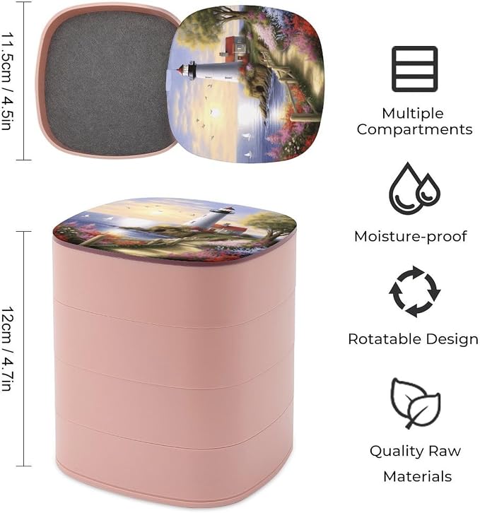 Lighthouse Diamond Painting Rotating Jewelry Organizer Box 4-Layer 360° - Image 2