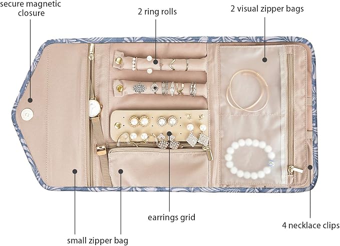 BAGSMART Travel Jewellery Organiser Roll Foldable Jewelry Case - Image 3