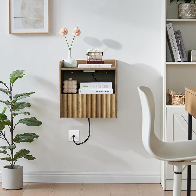 Modern Fluted Floating Nightstand Wall Mounted - Image 8