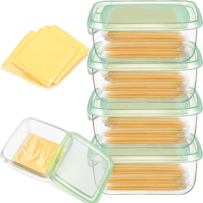 4 Pack Sliced Cheese Container for Fridge, Butter Block Cheese slicer Holder by Akamino