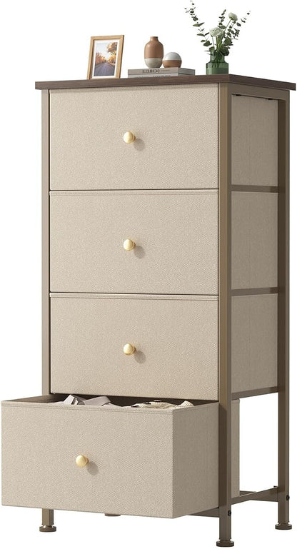 Sweetcrispy Dresser for Bedroom, 4 Drawer Storage Cabinet, Tall Nightstand | by Sweetcrispy
