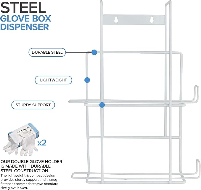 Stock Your Home Metal Double Gloves Dispenser, Tissue Box Shelf, Glove Box - Image 2