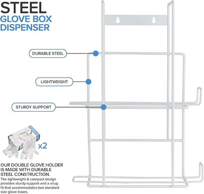 Stock Your Home Metal Double Gloves Dispenser, Tissue Box Shelf, Glove Box - Image 2