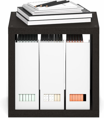 Furinno Cubicle Stackable Book Shelf, Extra Thick Bookshelf, Dark Oak | Cube - Image 6
