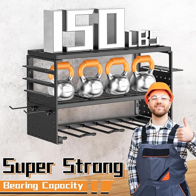 Power Tool Organizer Wall Mount, 150Lbs Load 3 Layer Heavy Duty Metal Tool Shelf - Image 3