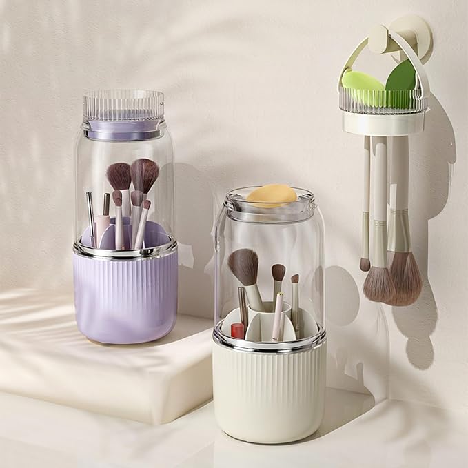 360 Rotating Makeup Brush Holder Organizer, Makeup Brush Holder - Image 2