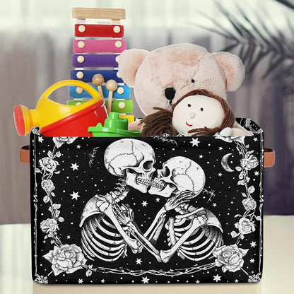 Pardick Halloween Skull Skeleton Goth Basket Storage Bins Large Fabric Toys - Image 3