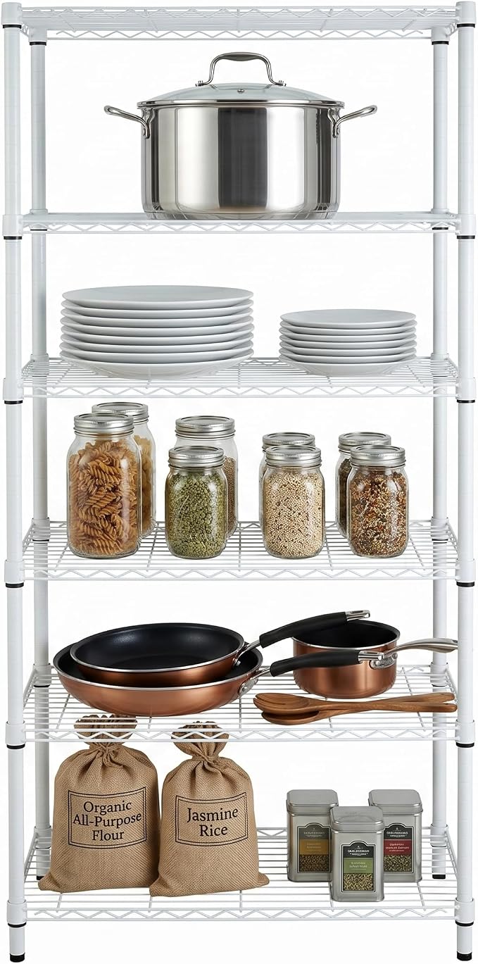Honey-Can-Do 5-Tier White Wire Shelving Unit, 200 lb/Shelf, 000 lb total in a by Honey-Can-Do