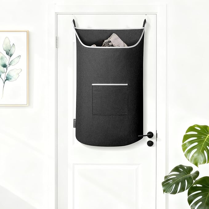 SAVERHO Black Hanging Laundry Hamper Bag, XL Door Hanging Hamper - Image 4