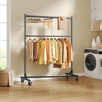 Hoctieon Double Rod Z Rack, Rolling Clothes Racks - Image 6