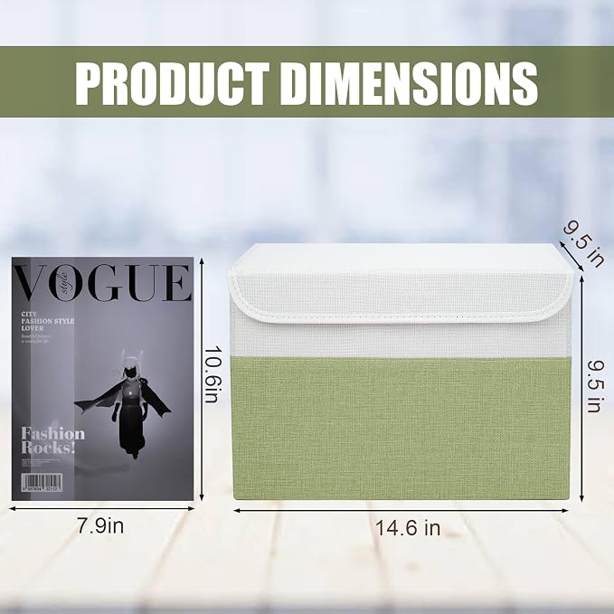 Large 22 Quart Linen Fabric Foldable Storage Bin Cube Organizer Basket - Image 2