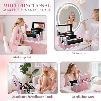 Joligrace Large Makeup Box Organizer, 12 Inch Makeup Train Case - Image 7