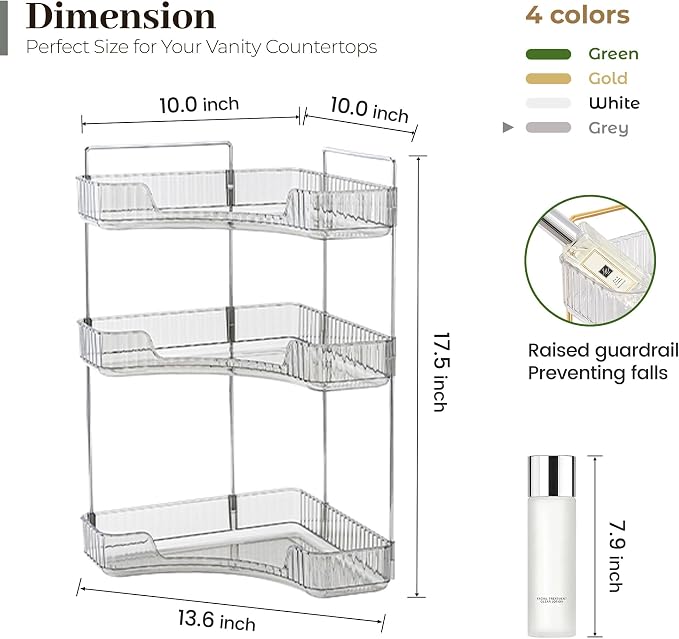 Aveniee Corner Bathroom Counter Organizer, Bathroom Countertop Shelf Makeup - Image 5