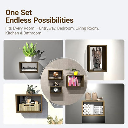 Premium Black Walnut Floating Cube Shelves, Eco-Friendly Wood Box-Style Wall - Image 7