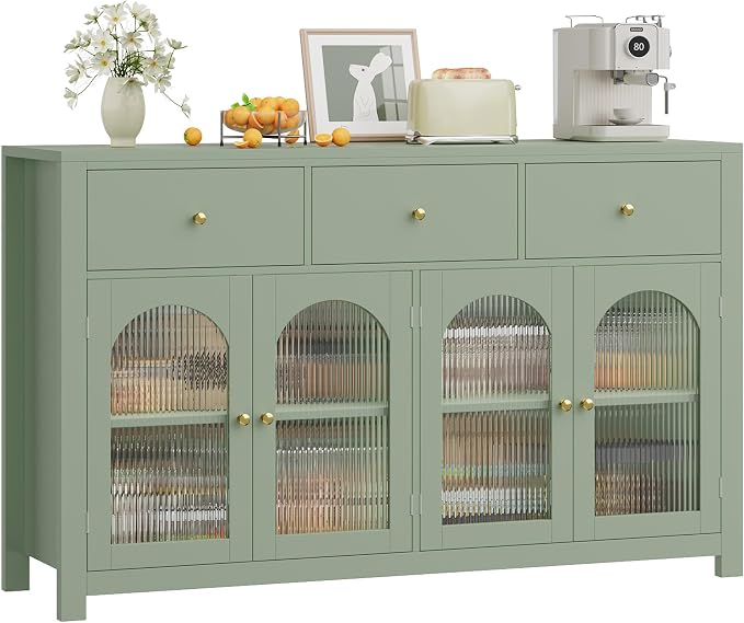 FINETONES Buffet Cabinet with Storage, 55.1" Large Sideboard Buffet, Farmhouse by finetones