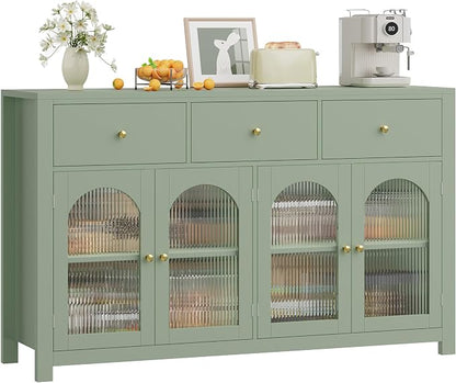 FINETONES Buffet Cabinet with Storage, 55.1" Large Sideboard Buffet, Farmhouse by finetones
