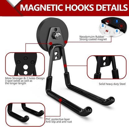 3-H Heavy Duty Magnet Garage Hooks 2 Pack, Extra Large Strong Magnetic Hooks - Image 4