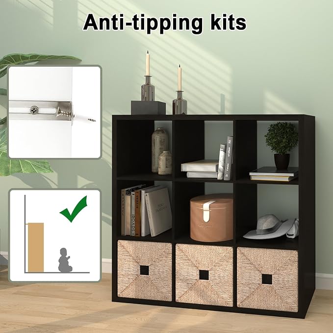 [2026 Wooden Thick Frame 9 Cube Storage Organizer Shelf - Image 5
