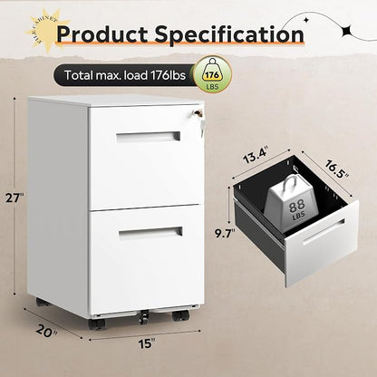 DEVAISE 2-Drawer Metal File Cabinet - Image 3