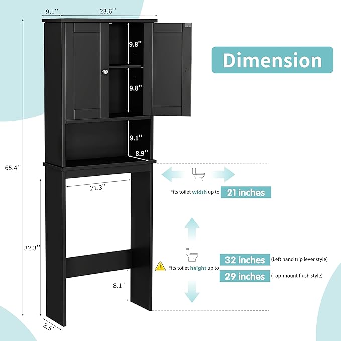 Shintenchi Over the Toilet Storage Cabinet, Bathroom Shelf Organizer - Image 2