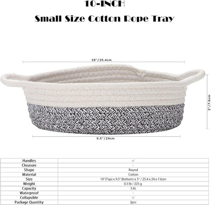 Sea Team 2-Pack Cotton Rope Baskets, 10 x 3 Inches Small Woven Storage Basket - Image 6