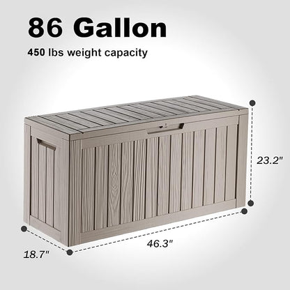 86 Gallon Outdoor Deck Box, Storage Lockable Waterproof Patio Furniture - Image 2